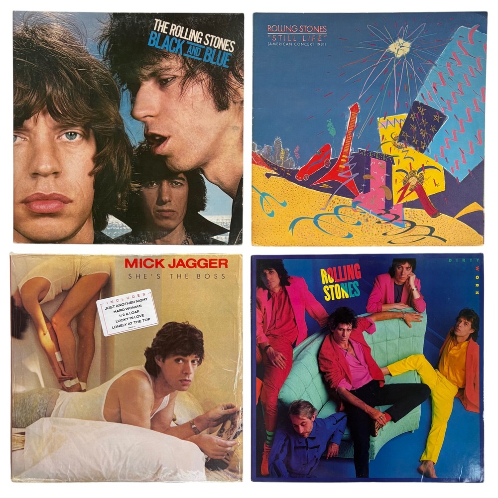 Rolling Stones Mick Jagger Vinyl Record Lot Black and Blue Still Life Dirty Work